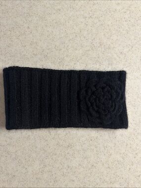 Black Knit Floral Cable Headband - Women Accessories